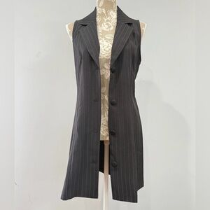 Black Pinstripe Sleeveless Blazer